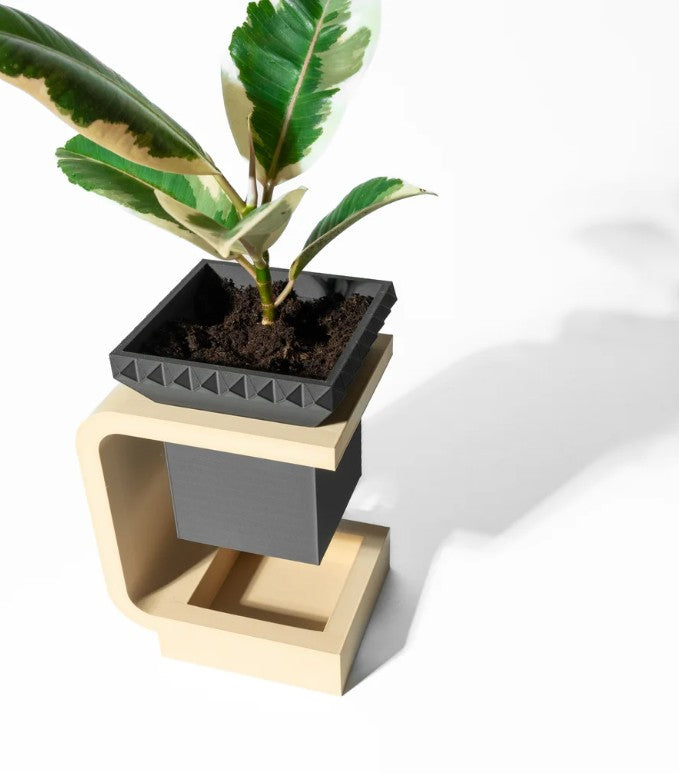 The Daka Planter Pot with Drainage Tray & Stand: Modern and Unique Home Decor for Plants